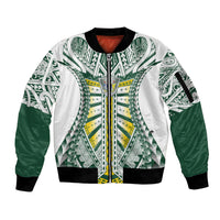 Cook Islands 1965 National Pride Sleeve Zip Bomber Jacket White Tribal Pattern LT9 Unisex White - Polynesian Pride