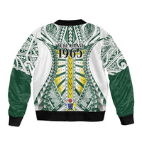 Cook Islands 1965 National Pride Sleeve Zip Bomber Jacket White Tribal Pattern LT9 - Polynesian Pride