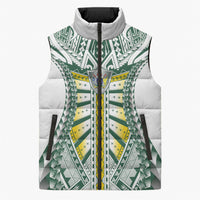 Cook Islands 1965 National Pride Sleeveless Puffer Jacket White Tribal Pattern LT9 Unisex White - Polynesian Pride
