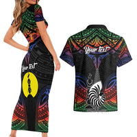 Personalised New Caledonia All Saints Day Couples Matching Short Sleeve Bodycon Dress and Hawaiian Shirt Candle Light with Polynesian Style LT9 - Polynesian Pride