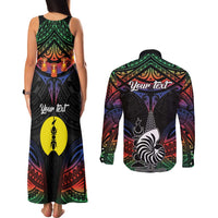 Personalised New Caledonia All Saints Day Couples Matching Tank Maxi Dress and Long Sleeve Button Shirt Candle Light with Polynesian Style LT9 - Polynesian Pride