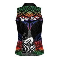 Personalised New Caledonia All Saints Day Women Sleeveless Polo Shirt Candle Light with Polynesian Style LT9 - Polynesian Pride