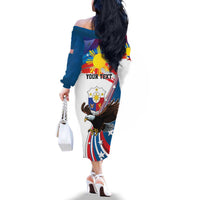 Personalized Filipino-American Family Matching Off The Shoulder Long Sleeve Dress and Hawaiian Shirt The Eight-Rayed Sun with Bald Eagle LT9 - Polynesian Pride