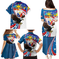 Personalized Filipino-American Family Matching Puletasi and Hawaiian Shirt The Eight-Rayed Sun with Bald Eagle LT9 - Polynesian Pride