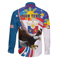 Personalized Filipino-American Family Matching Summer Maxi Dress and Hawaiian Shirt The Eight-Rayed Sun with Bald Eagle LT9 - Polynesian Pride