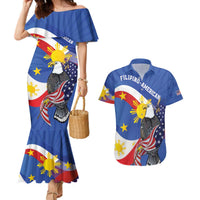 Personalized Filipino-American Couples Matching Mermaid Dress and Hawaiian Shirt Philippines Coat Of Arms with Bald Eagle LT9 White - Polynesian Pride