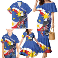 Personalized Filipino-American Family Matching Mermaid Dress and Hawaiian Shirt Philippines Coat Of Arms with Bald Eagle LT9 - Polynesian Pride