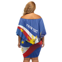 Personalized Filipino-American Family Matching Off Shoulder Short Dress and Hawaiian Shirt Philippines Coat Of Arms with Bald Eagle LT9 - Polynesian Pride