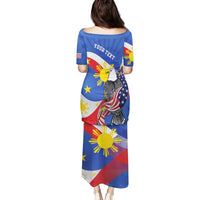 Personalized Filipino-American Family Matching Puletasi and Hawaiian Shirt Philippines Coat Of Arms with Bald Eagle LT9 - Polynesian Pride
