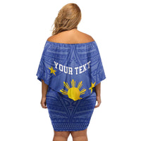 Personalized Pilipinas Eight-Rayed Sun Family Matching Off Shoulder Short Dress and Hawaiian Shirt Philippines Map With Polynesian Style LT9 - Polynesian Pride
