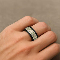 Squares Maile Leaf Spinner Ring Beige Palaka Hawaiian Quilt Pattern - Polynesian Pride