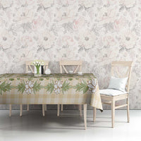 Squares Maile Leaf Tablecloth Beige Palaka Hawaiian Quilt Pattern - Polynesian Pride