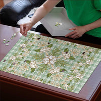 Squares Maile Leaf Puzzle Turquoise Palaka Hawaiian Quilt Pattern - Polynesian Pride