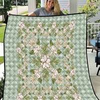 Squares Maile Leaf Quilt Turquoise Palaka Hawaiian Quilt Pattern - Polynesian Pride