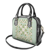 Squares Maile Leaf Shoulder Handbag Turquoise Palaka Hawaiian Quilt Pattern - Polynesian Pride