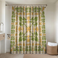 Squares Puakenikeni and Kalo Bathroom Set Beige Palaka Hawaiian Quilt Pattern - Polynesian Pride
