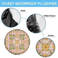 Squares Puakenikeni and Kalo Spare Tire Cover Pink Palaka Hawaiian Quilt Pattern LT9 - Polynesian Pride