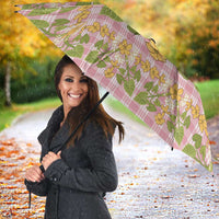 Squares Puakenikeni and Kalo Umbrella Pink Palaka Hawaiian Quilt Pattern - Polynesian Pride