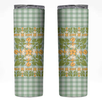 Squares Puakenikeni and Kalo Skinny Tumbler Turquoise Palaka Hawaiian Quilt Pattern LT9 Turquoise - Polynesian Pride