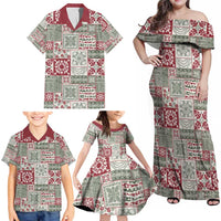 Mele Kalikimaka Hawaii Christmas Family Matching Off Shoulder Maxi Dress and Hawaiian Shirt Aloha Spirit with Hawaiian Quilt Pattern LT9 - Polynesian Pride