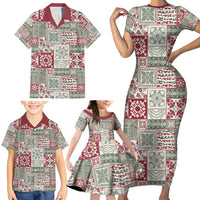 Mele Kalikimaka Hawaii Christmas Family Matching Short Sleeve Bodycon Dress and Hawaiian Shirt Aloha Spirit with Hawaiian Quilt Pattern LT9 - Polynesian Pride