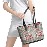 Mele Kalikimaka Hawaii Christmas Leather Tote Bag Aloha Spirit with Hawaiian Quilt Pattern - Polynesian Pride