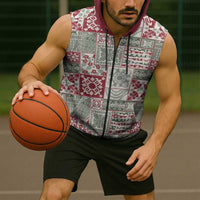 Mele Kalikimaka Hawaii Christmas Sleeveless Zip Hoodie Aloha Spirit with Hawaiian Quilt Pattern LT9 - Polynesian Pride