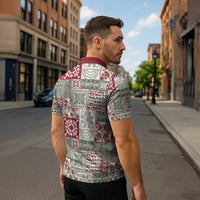 Mele Kalikimaka Hawaii Christmas Zipper Polo Shirt Aloha Spirit with Hawaiian Quilt Pattern LT9 - Polynesian Pride