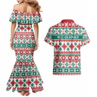 Mele Kalikimaka Hawaii Christmas Couples Matching Mermaid Dress and Hawaiian Shirt Hawaiian Quilt Pattern Style LT9 - Polynesian Pride