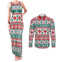 Mele Kalikimaka Hawaii Christmas Couples Matching Tank Maxi Dress and Long Sleeve Button Shirt Hawaiian Quilt Pattern Style LT9 Beige - Polynesian Pride