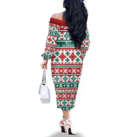 Mele Kalikimaka Hawaii Christmas Family Matching Off The Shoulder Long Sleeve Dress and Hawaiian Shirt Hawaiian Quilt Pattern Style LT9 - Polynesian Pride