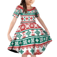 Mele Kalikimaka Hawaii Christmas Family Matching Off Shoulder Short Dress and Hawaiian Shirt Hawaiian Quilt Pattern Style LT9 Daughter's Dress Beige - Polynesian Pride