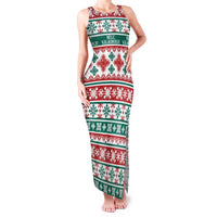 Mele Kalikimaka Hawaii Christmas Family Matching Tank Maxi Dress and Hawaiian Shirt Hawaiian Quilt Pattern Style LT9 Mom's Dress Beige - Polynesian Pride