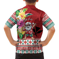 Santa Surf Mele Kalikimaka Personalized Family Matching Off Shoulder Short Dress and Hawaiian Shirt Aloha Tropical Christmas Vibes LT9 - Polynesian Pride