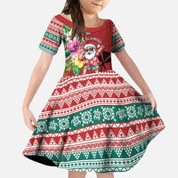 Santa Surf Mele Kalikimaka Personalized Family Matching Tank Maxi Dress and Hawaiian Shirt Aloha Tropical Christmas Vibes LT9 Daughter's Dress Red - Polynesian Pride