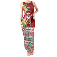 Santa Surf Mele Kalikimaka Personalized Family Matching Tank Maxi Dress and Hawaiian Shirt Aloha Tropical Christmas Vibes LT9 Mom's Dress Red - Polynesian Pride