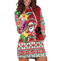 Santa Surf Mele Kalikimaka Personalized Hoodie Dress Aloha Tropical Christmas Vibes LT9 Red - Polynesian Pride