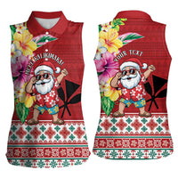 Santa Surf Mele Kalikimaka Personalized Women Sleeveless Polo Shirt Aloha Tropical Christmas Vibes LT9 - Polynesian Pride