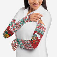 Shaka Sign Skull Mele Kalikimaka Personalized Arm Sleeves Hawaiian Quilt Pattern - Polynesian Pride