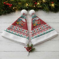 Shaka Sign Skull Mele Kalikimaka Personalized Christmas Santa Hat Hawaiian Quilt Pattern - Polynesian Pride