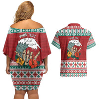 Shaka Sign Skull Mele Kalikimaka Personalized Couples Matching Off Shoulder Short Dress and Hawaiian Shirt Hawaiian Quilt Pattern LT9 - Polynesian Pride