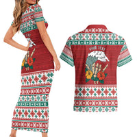 Shaka Sign Skull Mele Kalikimaka Personalized Couples Matching Short Sleeve Bodycon Dress and Hawaiian Shirt Hawaiian Quilt Pattern LT9 - Polynesian Pride