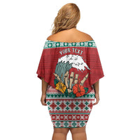 Shaka Sign Skull Mele Kalikimaka Personalized Family Matching Off Shoulder Short Dress and Hawaiian Shirt Hawaiian Quilt Pattern LT9 - Polynesian Pride