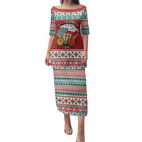 Shaka Sign Skull Mele Kalikimaka Personalized Family Matching Puletasi and Hawaiian Shirt Hawaiian Quilt Pattern LT9 Mom's Dress Red - Polynesian Pride