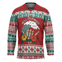 Shaka Sign Skull Mele Kalikimaka Personalized Hockey Jersey Hawaiian Quilt Pattern - Polynesian Pride