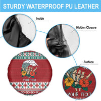 Shaka Sign Skull Mele Kalikimaka Personalized Spare Tire Cover Hawaiian Quilt Pattern - Polynesian Pride