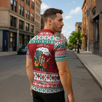 Shaka Sign Skull Mele Kalikimaka Personalized Zipper Polo Shirt Hawaiian Quilt Pattern - Polynesian Pride