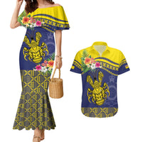 Niue Coconut Crab Couples Matching Mermaid Dress and Hawaiian Shirt Rock of Polynesia LT9 Gold - Polynesian Pride