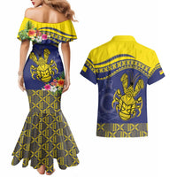 Niue Coconut Crab Couples Matching Mermaid Dress and Hawaiian Shirt Rock of Polynesia LT9 - Polynesian Pride
