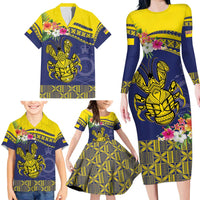 Niue Coconut Crab Family Matching Long Sleeve Bodycon Dress and Hawaiian Shirt Rock of Polynesia LT9 - Polynesian Pride